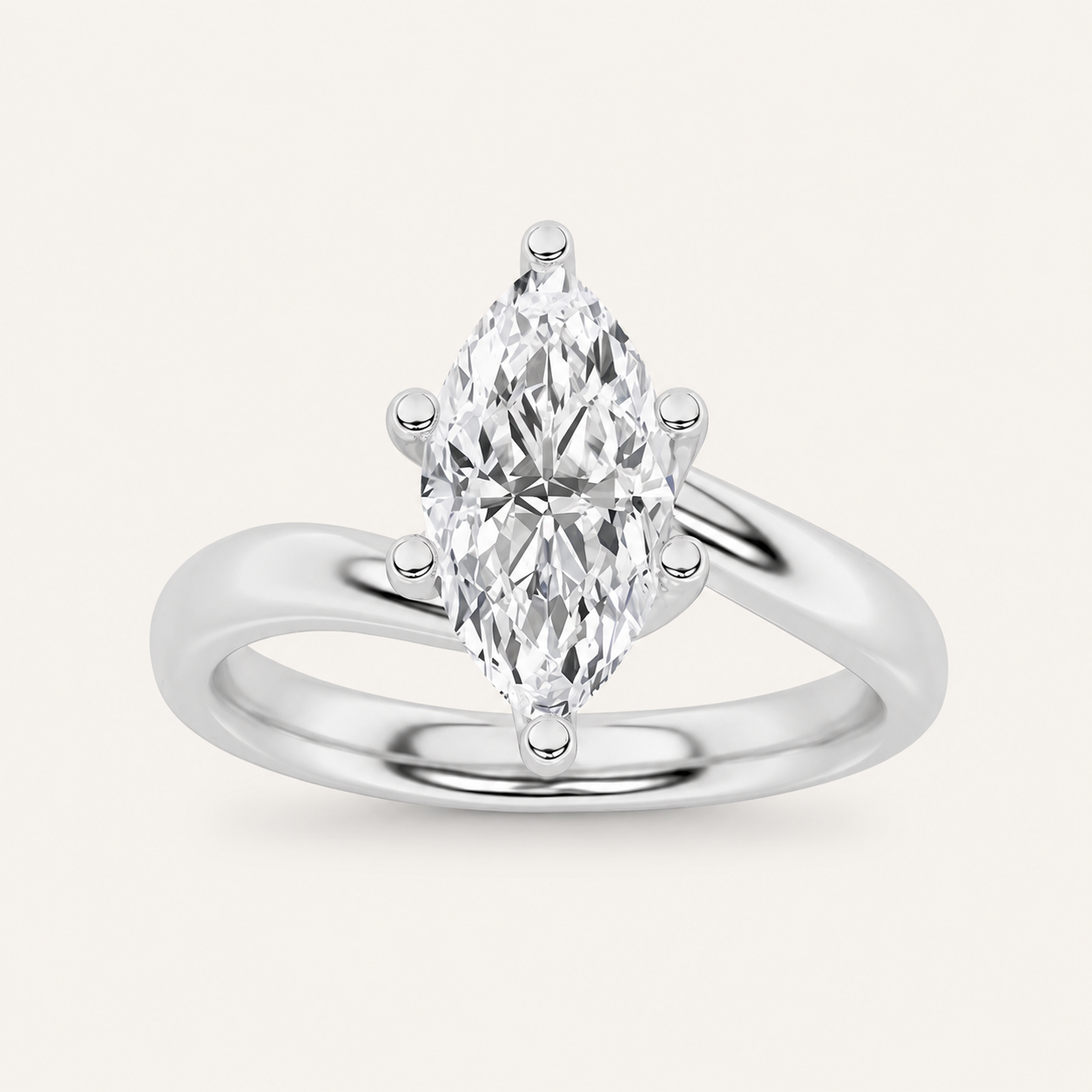 1CT Marquise Cut Lab Grown Diamond Engagement Ring