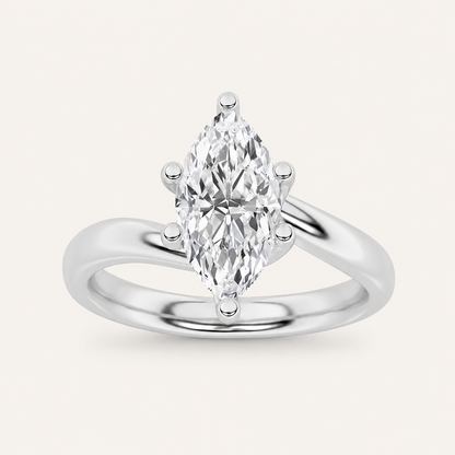 1CT Marquise Cut Lab Grown Diamond Engagement Ring