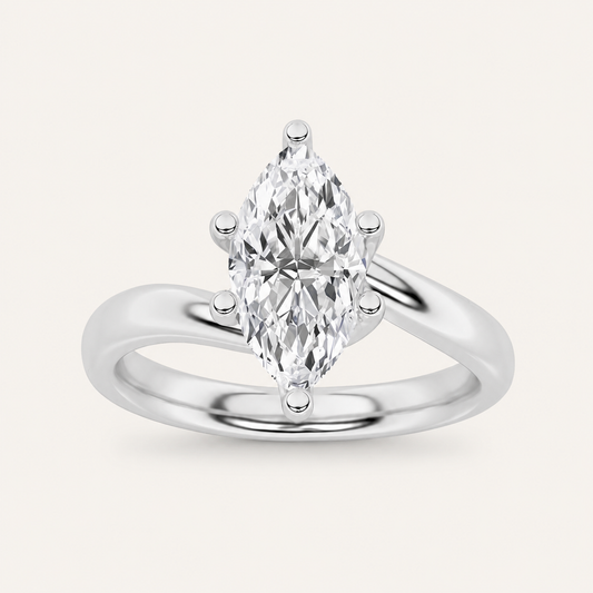 1CT Marquise Cut Lab Grown Diamond Engagement Ring