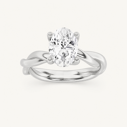 1.5CT Oval Cut Lab Grown Diamond Solitaire Engagement Ring