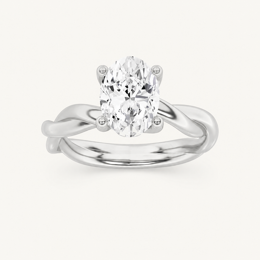 1.5CT Oval Cut Lab Grown Diamond Solitaire Engagement Ring