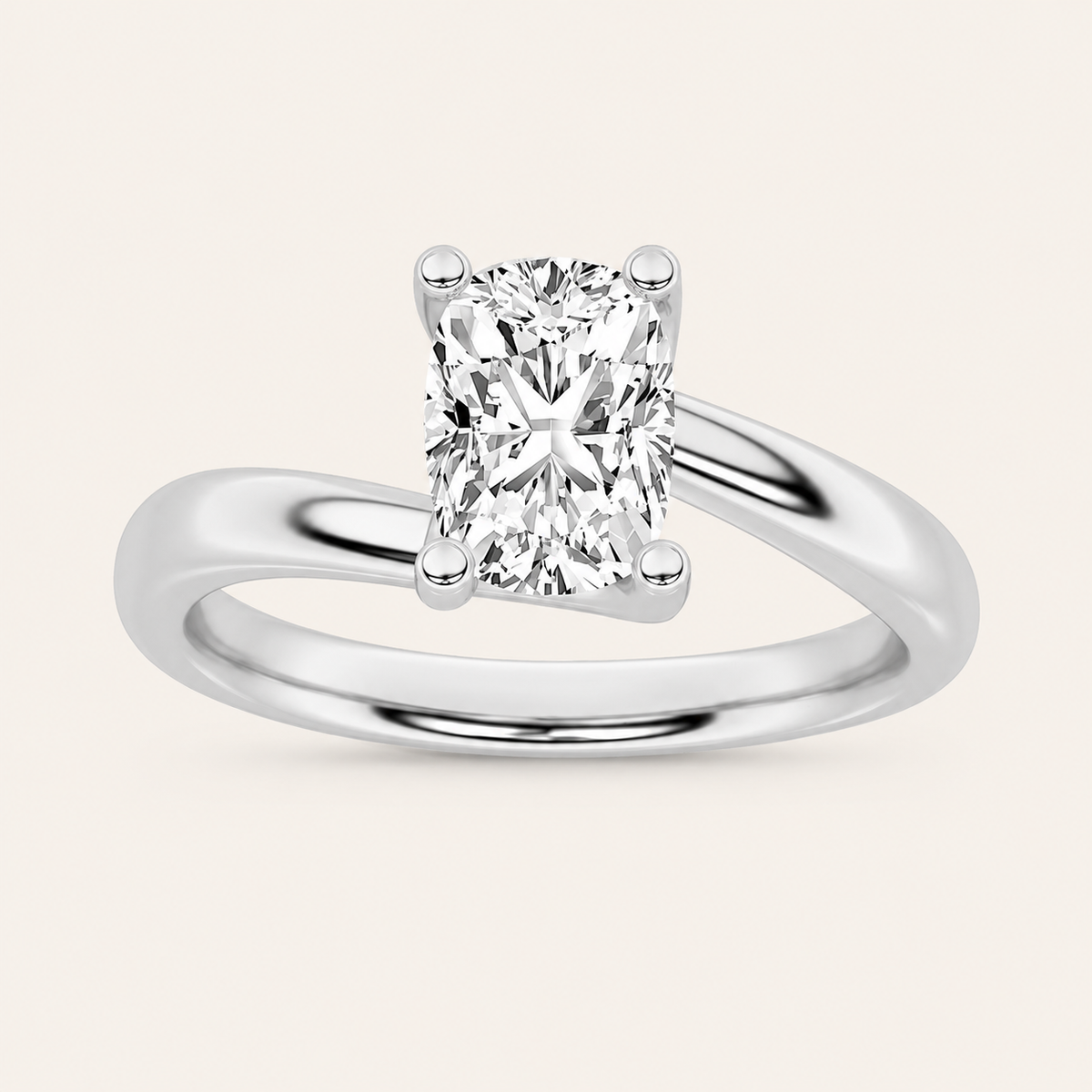 1CT Elongated Cushion Cut Lab Grown Diamond Engagement Ring