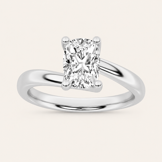 1CT Elongated Cushion Cut Lab Grown Diamond Engagement Ring