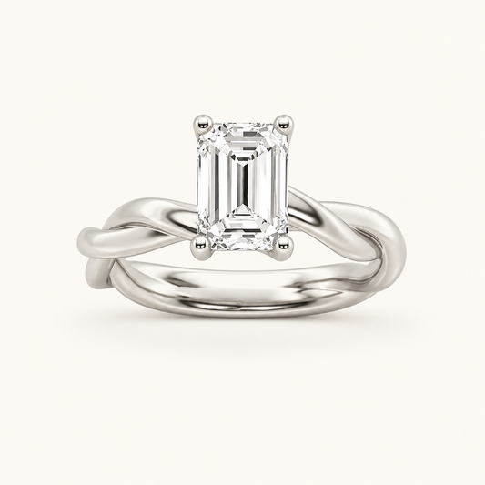 2CT Emerald Cut Lab Grown Diamond Solitaire Engagement Ring