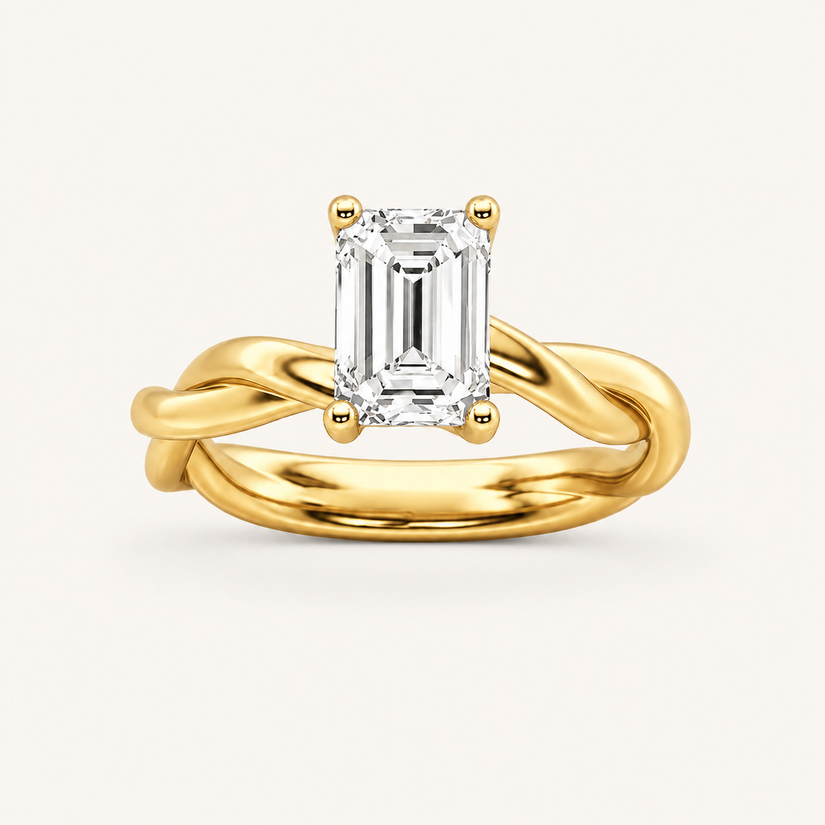 3CT Emerald Cut Lab Grown Diamond Solitaire Engagement Ring