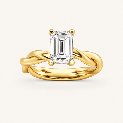 2CT Emerald Cut Lab Grown Diamond Solitaire Engagement Ring