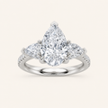 3CT Pear Cut Lab Grown Diamond Three Stone Engagement Ring