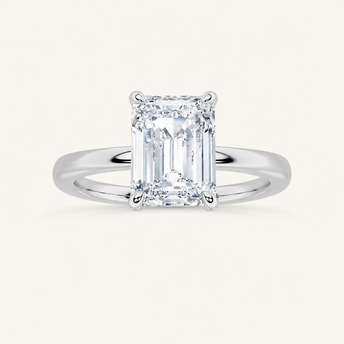 1CT Emerald Cut Lab Grown Diamond Solitaire Ring