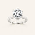 2CT Round Cut Lab Grown Diamond Hidden Halo Plain Shank Engagement Ring