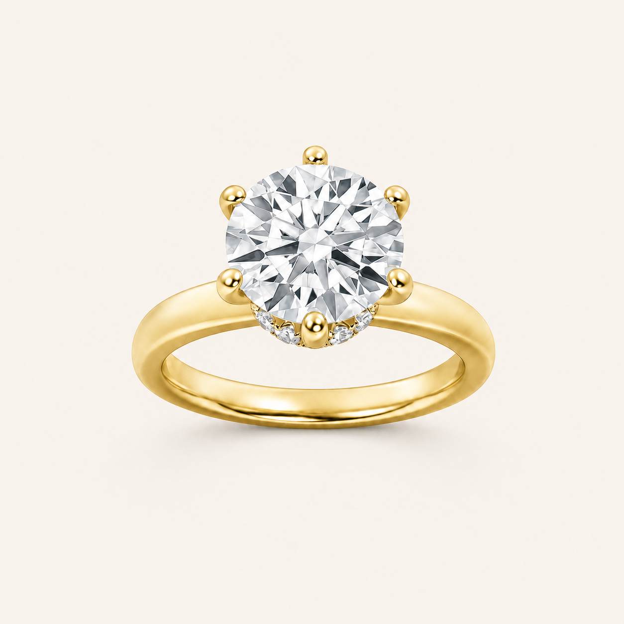 1CT Round Cut Lab Grown Diamond Hidden Halo Plain Shank Engagement Ring