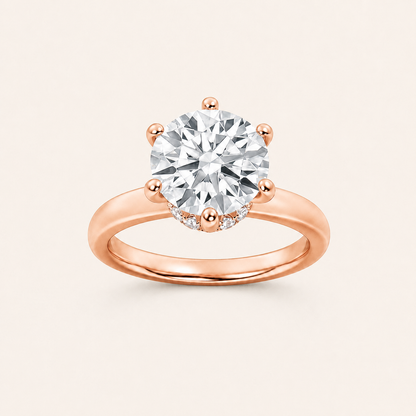 1CT Round Cut Lab Grown Diamond Hidden Halo Plain Shank Engagement Ring