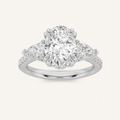 3CT Oval Cut Lab Grown Diamond Three Stone Engagement Ring