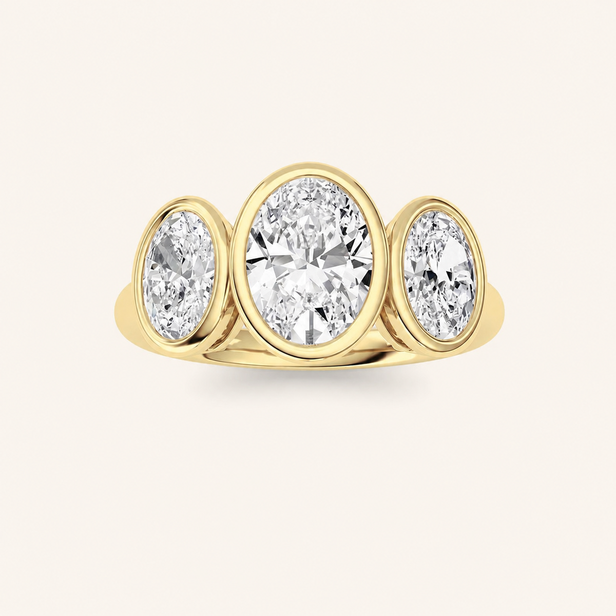 2CT Oval Cut Diamond Three Stone Ring