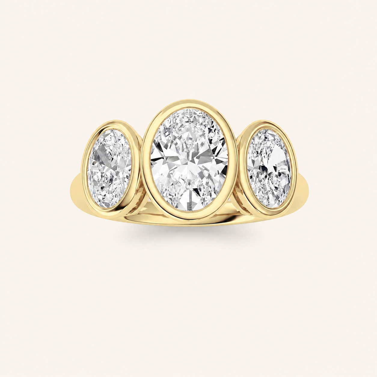 2CT Oval Cut Diamond Three Stone Ring