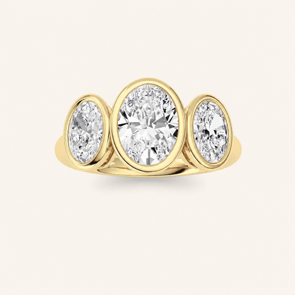 2CT Oval Cut Diamond Three Stone Ring