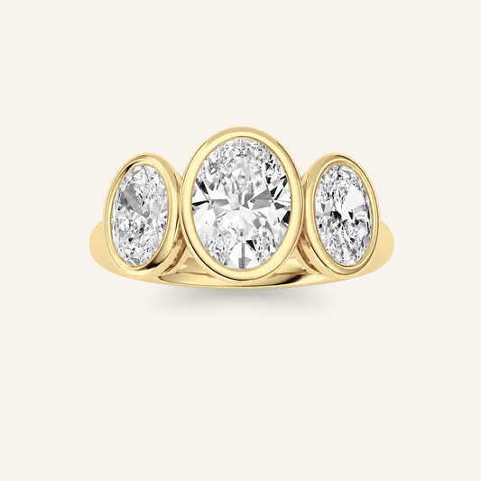 2CT Oval Cut Diamond Three Stone Ring