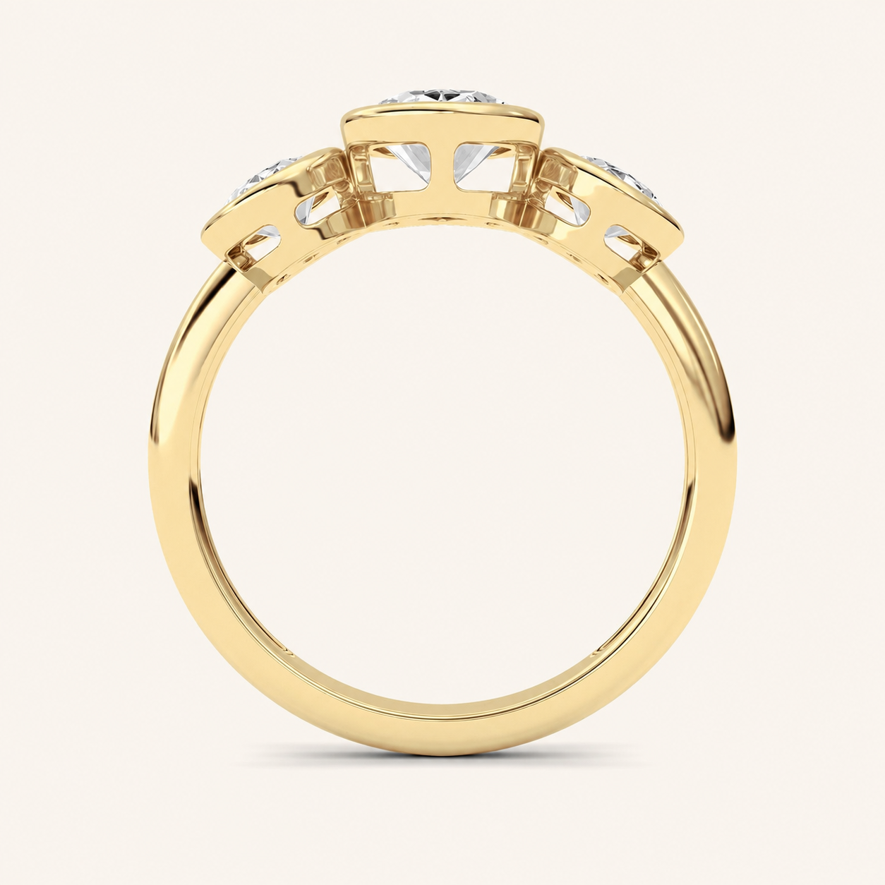 2CT Oval Cut Diamond Three Stone Ring