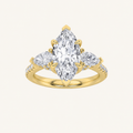 3CT Marquise Cut Lab Grown Diamond Three Stone Accented Engagement Ring