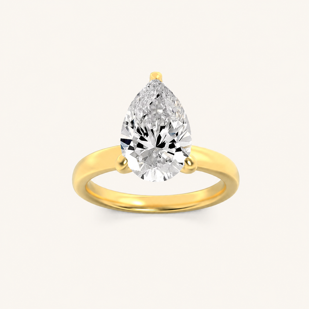 2CT Pear Cut Lab Grown Diamond Hidden Halo Plain Shank Engagement Ring