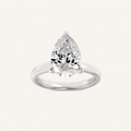 2CT Pear Cut Lab Grown Diamond Hidden Halo Plain Shank Engagement Ring