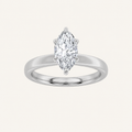 2CT Marquise Cut Lab Grown Diamond Hidden Halo Plain Shank Engagement Ring