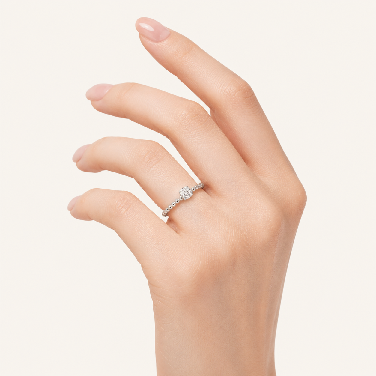 0.5CT Round Cut Lab Grown Diamond Petite Solitaire Engagement Ring
