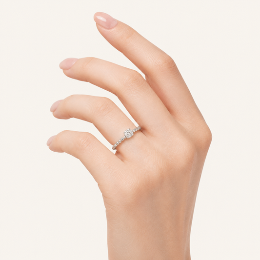0.5CT Round Cut Lab Grown Diamond Petite Solitaire Engagement Ring