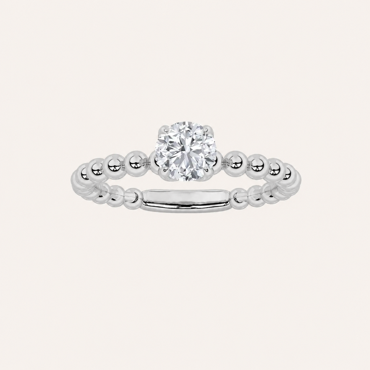 0.5CT Round Cut Lab Grown Diamond Petite Solitaire Engagement Ring