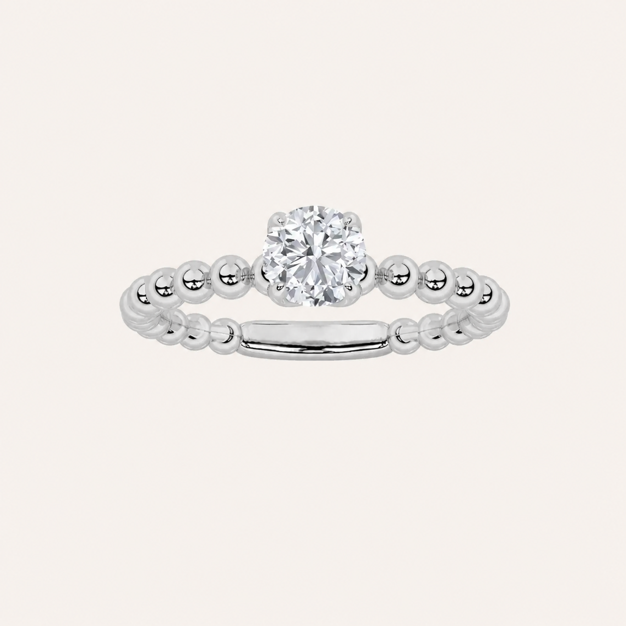 0.5CT Round Cut Lab Grown Diamond Petite Solitaire Engagement Ring