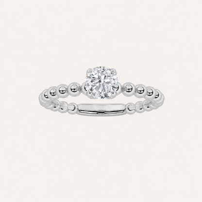 0.5CT Round Cut Lab Grown Diamond Petite Solitaire Engagement Ring