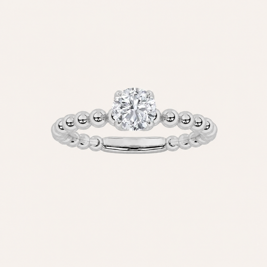 0.5CT Round Cut Lab Grown Diamond Petite Solitaire Engagement Ring