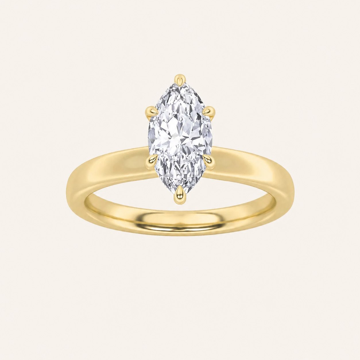 3CT Marquise Cut Lab Grown Diamond Hidden Halo Plain Shank Engagement Ring