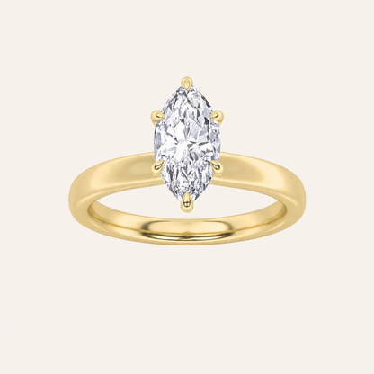 3CT Marquise Cut Lab Grown Diamond Hidden Halo Plain Shank Engagement Ring
