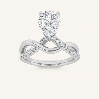 1.5CT Pear Cut Lab Grown Diamond Fashion Side Stone Ring
