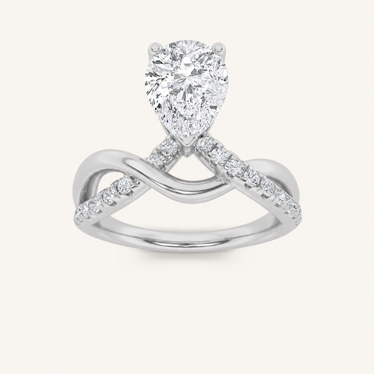 1.5CT Pear Cut Lab Grown Diamond Fashion Side Stone Ring