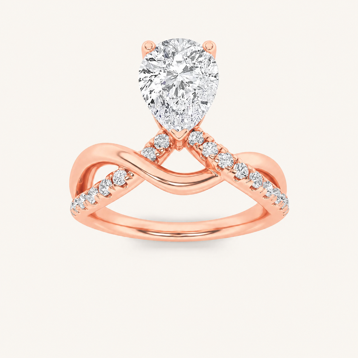 1.5CT Pear Cut Lab Grown Diamond Fashion Side Stone Ring
