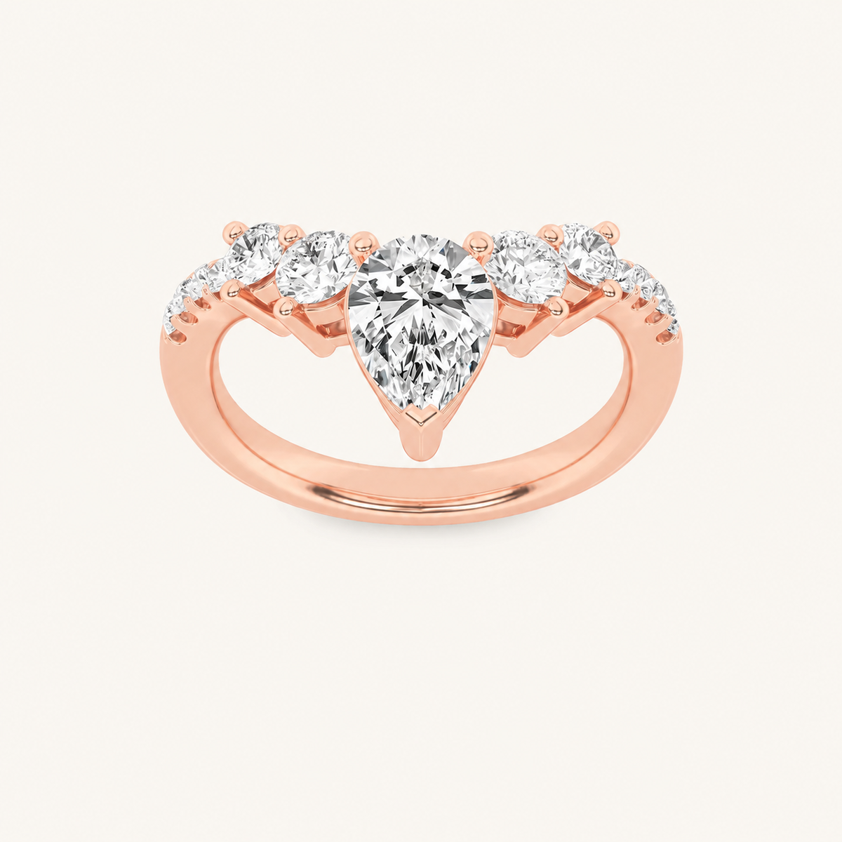 1.5CT Pear Cut Lab Grown Diamond Fancy Contour Ring