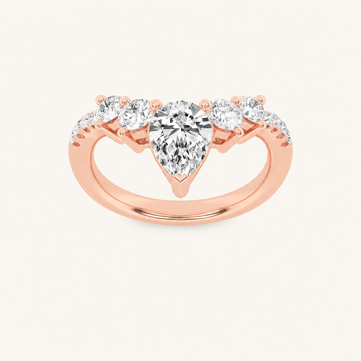 1.5CT Pear Cut Lab Grown Diamond Fancy Contour Ring