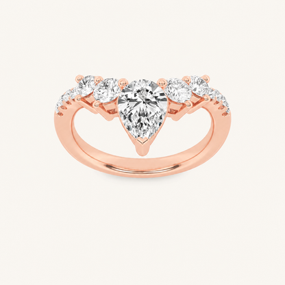 1.5CT Pear Cut Lab Grown Diamond Fancy Contour Ring