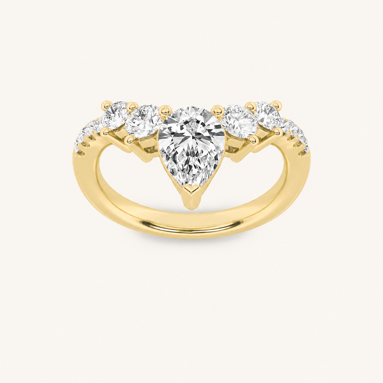 1.5CT Pear Cut Lab Grown Diamond Fancy Contour Ring