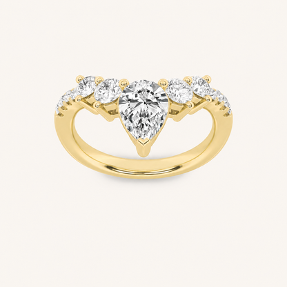 1.5CT Pear Cut Lab Grown Diamond Fancy Contour Ring