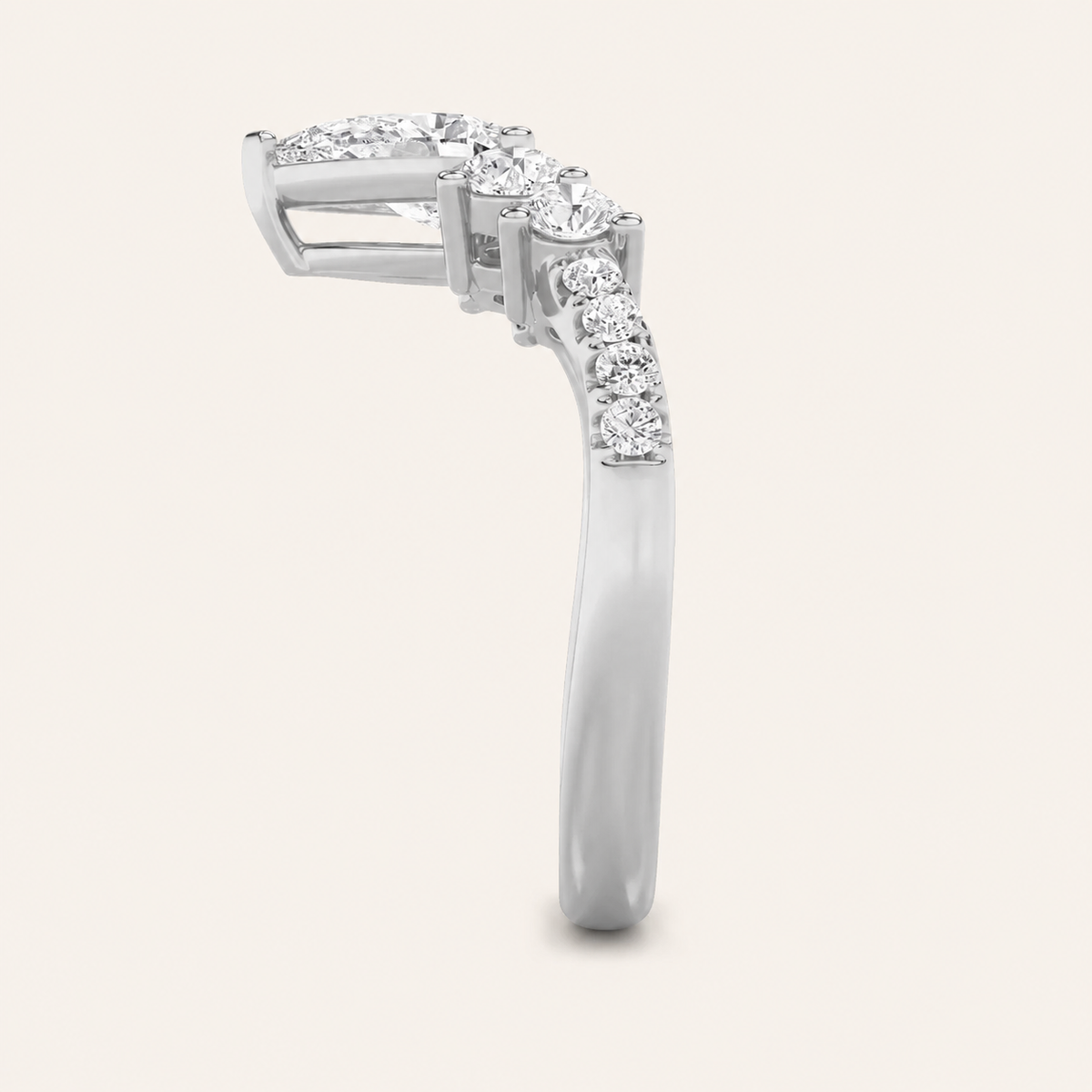 1.5CT Pear Cut Lab Grown Diamond Fancy Contour Ring
