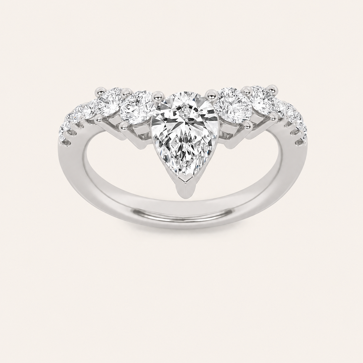 1.5CT Pear Cut Lab Grown Diamond Fancy Contour Ring