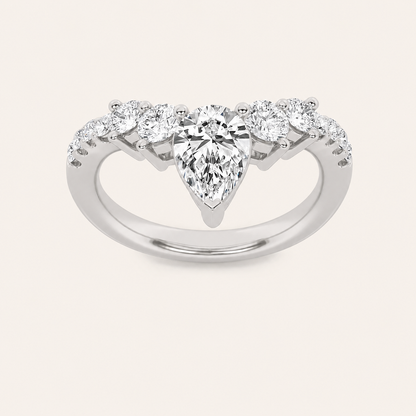 1.5CT Pear Cut Lab Grown Diamond Fancy Contour Ring