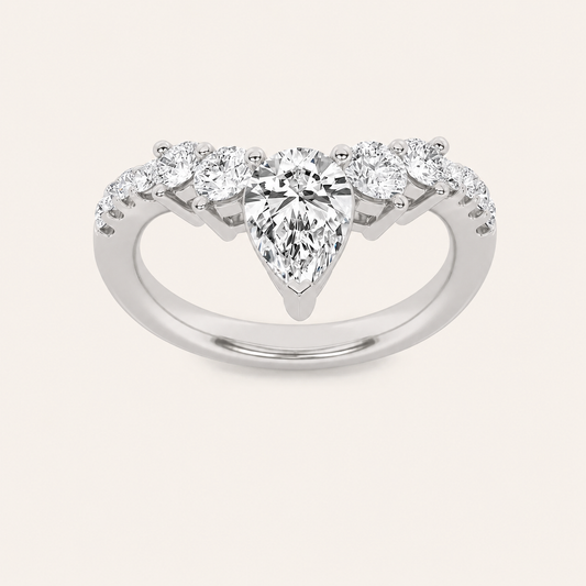 1.5CT Pear Cut Lab Grown Diamond Fancy Contour Ring