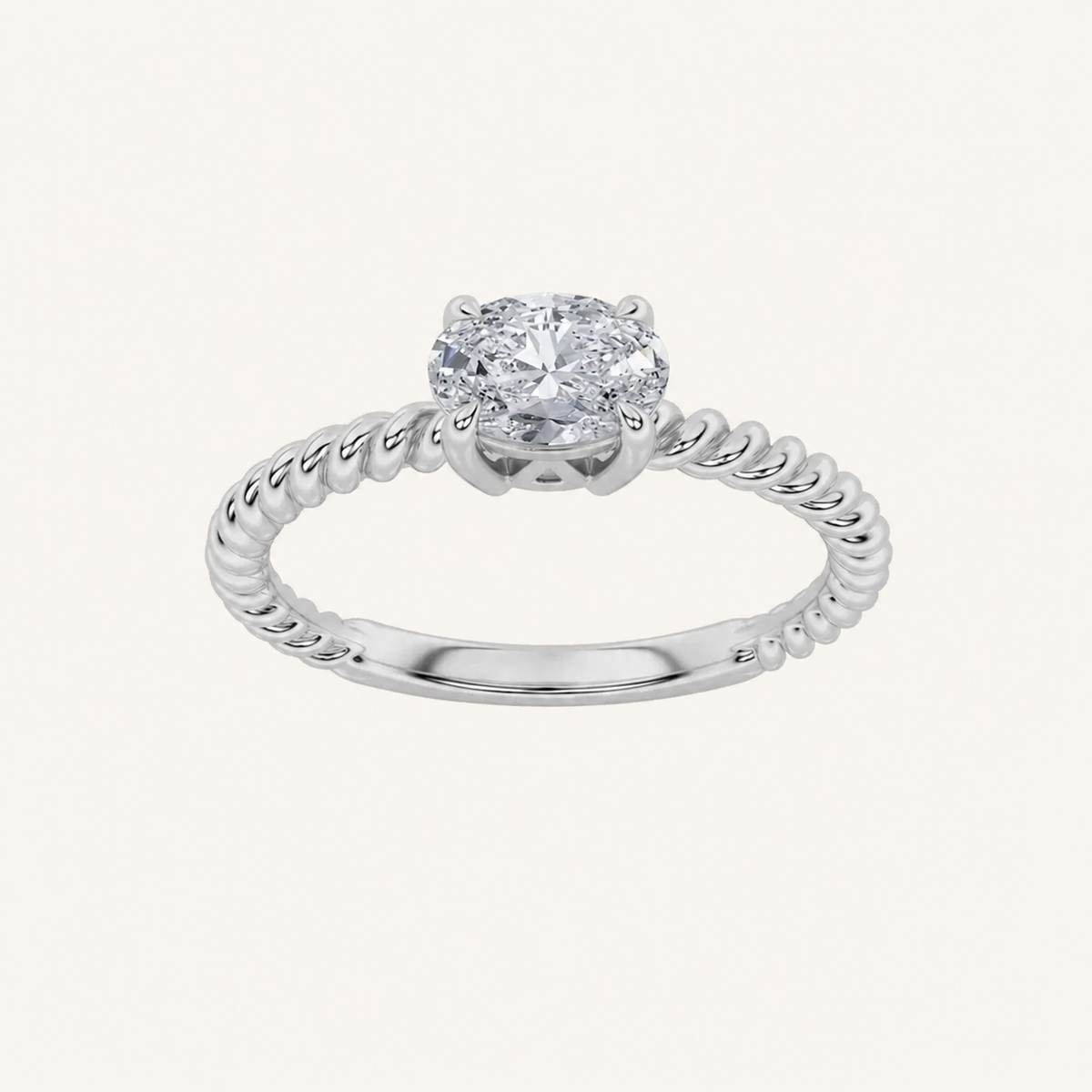 0.5CT Oval Cut Lab Grown Diamond Petite Solitaire Engagement Ring
