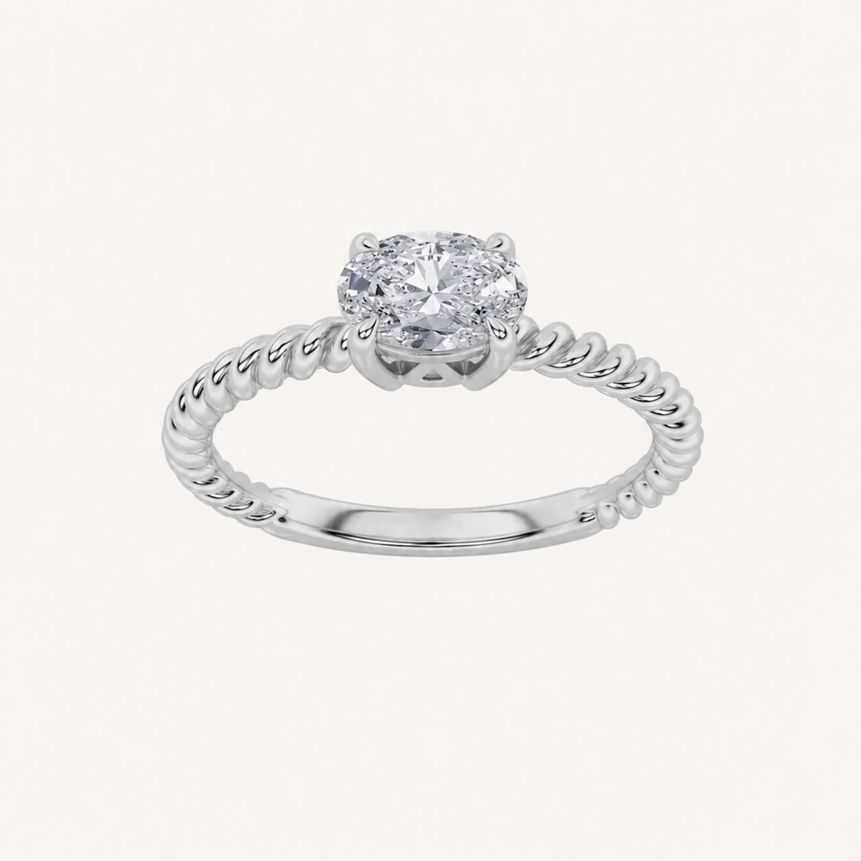 0.5CT Oval Cut Lab Grown Diamond Petite Solitaire Engagement Ring