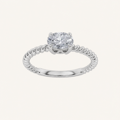 0.5CT Oval Cut Lab Grown Diamond Petite Solitaire Engagement Ring