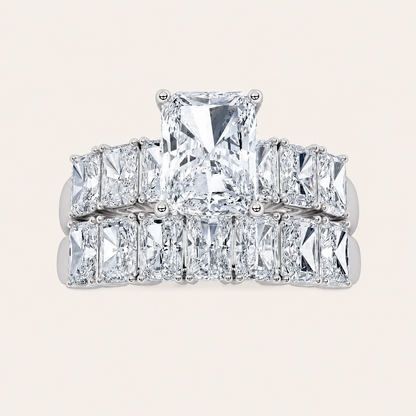 3.5CT Radiant Cut Lab Grown Diamond Bridal Set