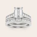 2CT Emerald Cut Lab Grown Diamond Channel Bridal Set